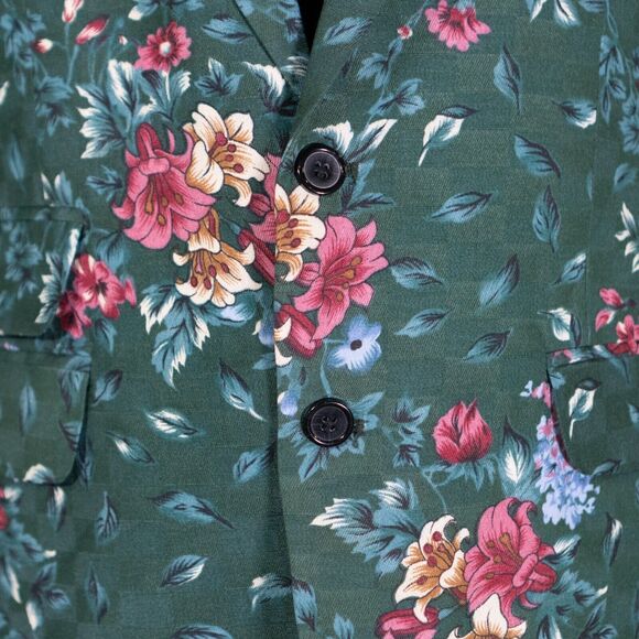 Mens Blazer Floral Green Pink Flowers Dress Formal Jacket Wedding Sport Coat 42R - Picture 6 of 8
